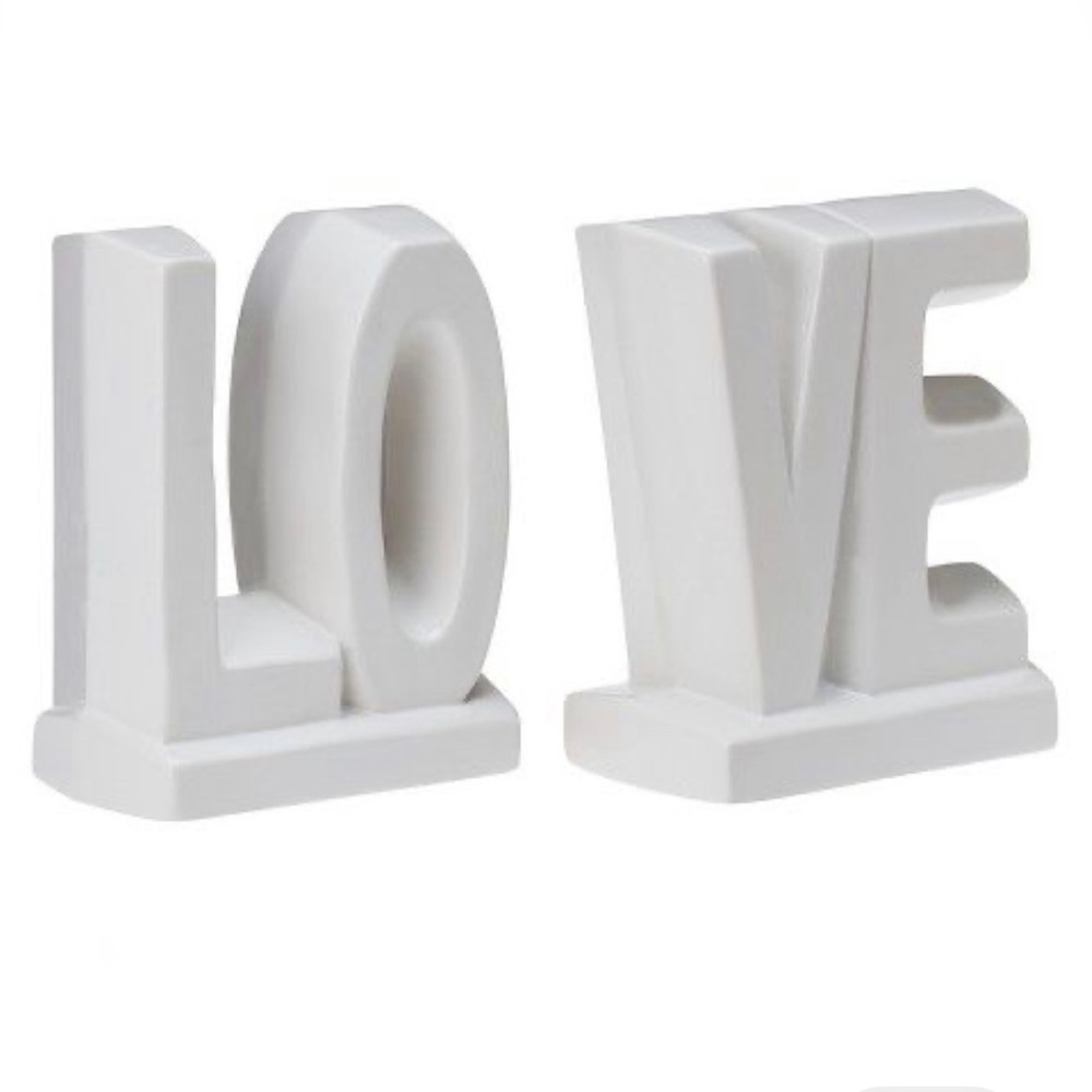 LOVE Ceramic Bookend Set